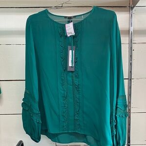 Kobi Halperin Teal Ruffle Blouse